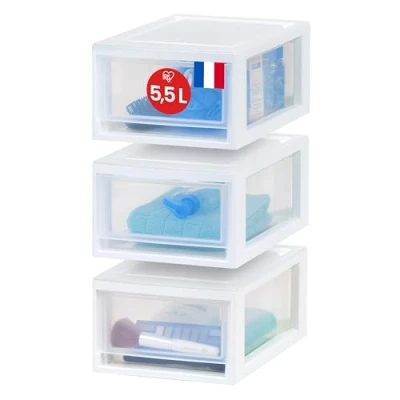 Immagine di Iris Ohyama, Cassetto di Stoccaggio in Plastica Trasparente, Impilabile, Bianco, 7L, Lotto 3, Multifunzionale, Contenuto Visibile, per Giocattoli, Ufficio, Scatola, Organizzatore, Senza BPA, MSD 1