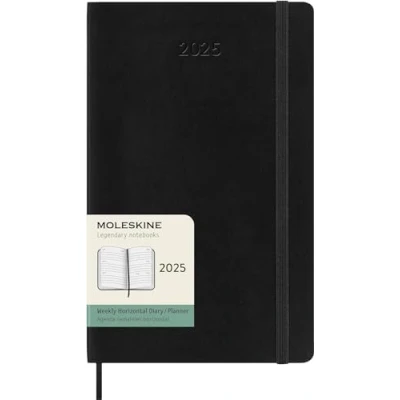 Immagine di Moleskine Weekly Planner, Agenda Settimanale Orizzontale 12 Mesi 2025, Copertina Morbida e Chiusura Elastica, Colore Nero, Formato Large 13x21 cm
