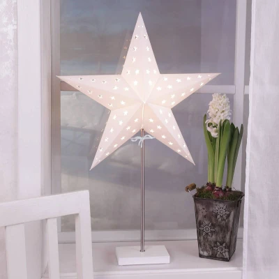 Immagine di STAR TRADING Lampada combinata stella/schermo, base bianca