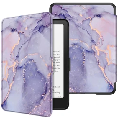 Immagine di FINTIE Custodia per 7&quot; Kindle Paperwhite 2024 (12ª Generazione) e Colorsoft Signature Edition (1ª Generazione), Sottile Leggero Protettiva Cover con Auto Sveglia/Sonno, (Z Lilla Marble)