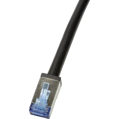 Immagine di LogiLink CQ7113S RJ45 cavo di rete, patch CAT 6A S/FTP 20.00 m Nero Schermato, Resistente ai raggi UV, agli olii 1 pz.