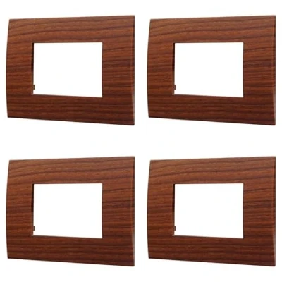 Immagine di 4 Pezzi Placca Compatibile Con Vimar Arke, Placche In Plastica (3 Posti/Moduli,Radica)