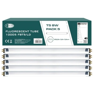 Immagine di CLAR 8W T5, Tube Fluorescent, Tubes Fluorescents, Neon 30 cm, Néon, Lampade Fluorescenti, Lampadine 28,8 X 1,6 cm (8 Watts Pack 5)