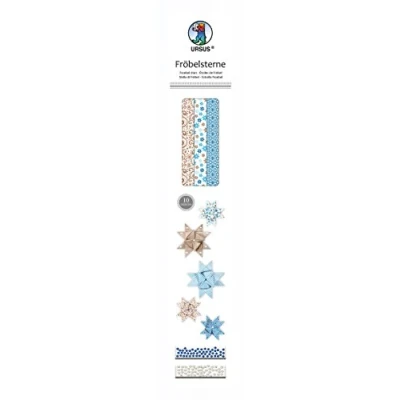 Immagine di Ursus 34730000 Set di strisce carta per creare stelline Fröbel, 60 pz. in 2 misure, Blu, Modelli/Colori Assortiti, 1 Pezzo