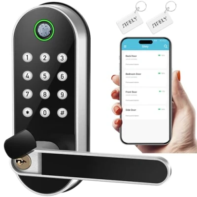 Immagine di serratura intelligente per porta senza chiave: Sifely elettronica digitale con codice di accesso, manopola elettrica, biometrica, perfetta porte