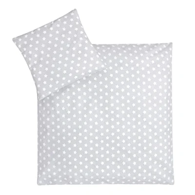 Immagine di Julius Zöllner Biancheria da letto per bambini 80 x + 35 40 cm, set 2 pezzi, copripiumino e federa, 100% cotone, con chiusura lampo, standard 100 by OEKO TEX, stelle grigie