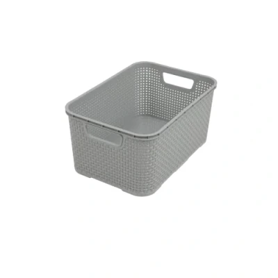 Immagine di BranQ Home essential Cestino multifunzione universale, in rattan sintetico, misura S 7L, plastica PP senza BPA, 28,5 x 19,5 12,9 cm, colore: Grigio chiaro