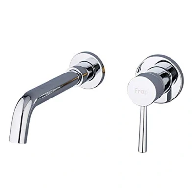 Immagine di rubinetto lavabo a parete, miscelatore monocomando in ottone, lavandino bagno con beccuccio girevole, acqua calda e fredda,Cromo