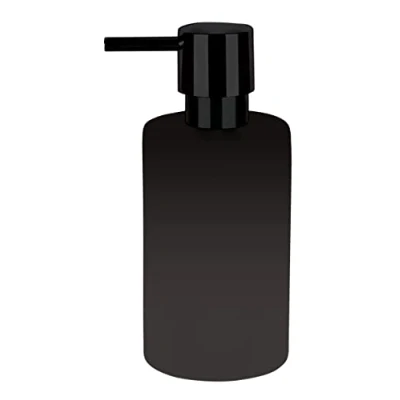 Immagine di Spirella Dispenser di sapone cilindrico, con pompa in acciaio inox, per liquido, porcellana, 300 ml, resistente e robusto, colore nero opaco