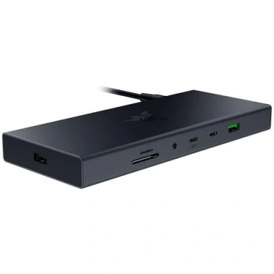 Immagine di Razer USB 4 Dock High Speed Supporto doppio display, ricarica dispositivi (3x C, 5x A, HDMI, DisplayPort, Gigabit Ethernet) Nero