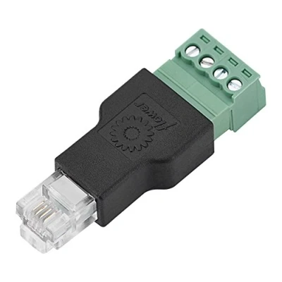 Immagine di connettore Ethernet RJ11 6P4C maschio a 4 pin Terminale vite Convertitore innestabile portatile