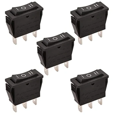 Immagine di Heschen Interruttore a bilanciere ON OFF SPDT 3 Terminali 15A 250VAC Nero 5Pack