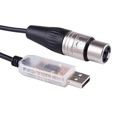 Immagine di Suamdoen Adattatore di interfaccia XLR da USB a DMX512 3 pin per computer PC controller luce palcoscenico dimmer DMX RS485 cavo convertitore seriale (lunghezza: 4,9 m)