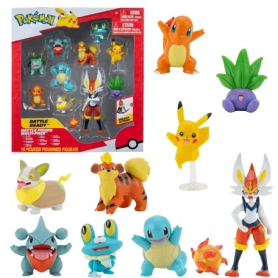 Immagine di Pokémon Personaggi Set 10pack 5 11 cm, Giochi 2022 Cinderace Pikachu Charmander Squirtle Oddish Gible Bulbasaur Yamper Froakie &amp; Growlithe, Figurine Action Figure, Giocattoli