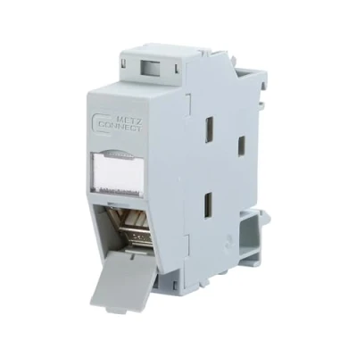 Immagine di Metz Connect 130B117003 E Presa di rete Guida DIN CAT 6A Grigio (RAL 7035)