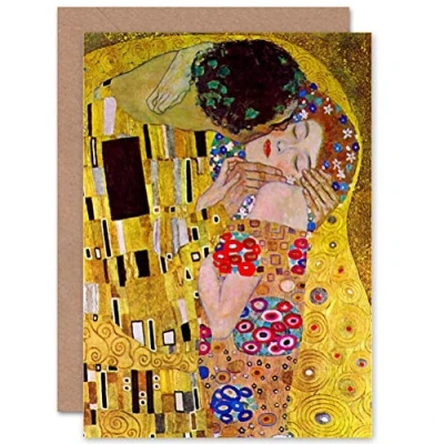 Immagine di Wee Blue Coo Gustav Klimt The Kiss Sealed Greeting Card Plus Envelope Blank inside Il saluto sigillato dal bacio