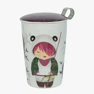 Immagine di Eigenart Teaeve Little Animals Panda 80056 Tazza a doppia parete in porcellana con coperchio e filtro acciaio inox, senza BPA, 350 ml