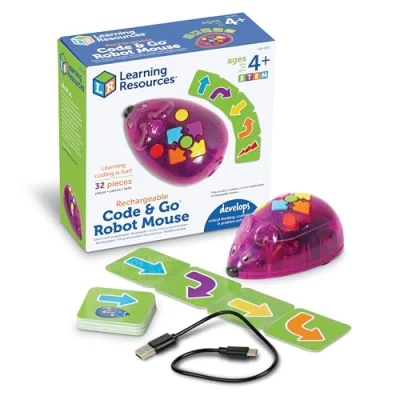 Immagine di Learning Resources Set di attività Ricaricabile Code &amp; Go Topo, Giocattoli Bambine 4 Anni, Robot Programmabile Interattivo Senza Schermo, LER2873