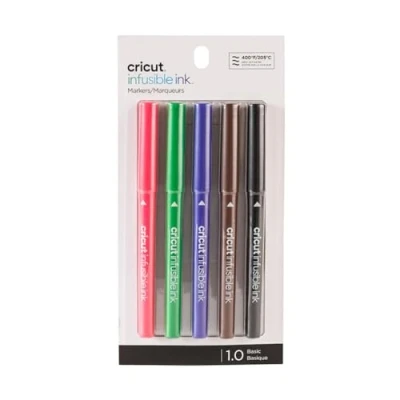 Immagine di Cricut Explore/Maker Infusible Ink Medium Point 5 Pack Basics Set di pennini Rosso, Nero, Violetto, Marrone, Verde