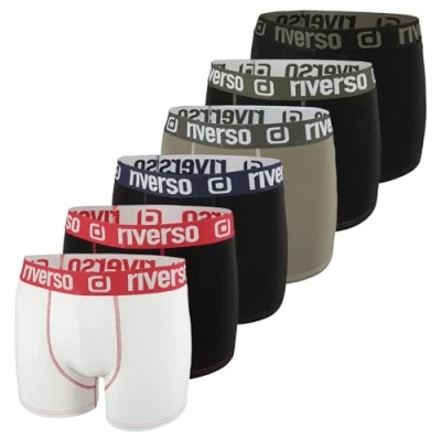 Immagine di riverso RIVOle, boxer da uomo, confezione 6 pezzi, biancheria intima, stile retrò, elasticizzati, nero, grigio, blu, bianco, verde, rosso, arancione, giallo, S, M, L, XL, XXL, 3XL, 4XL, 5XL,