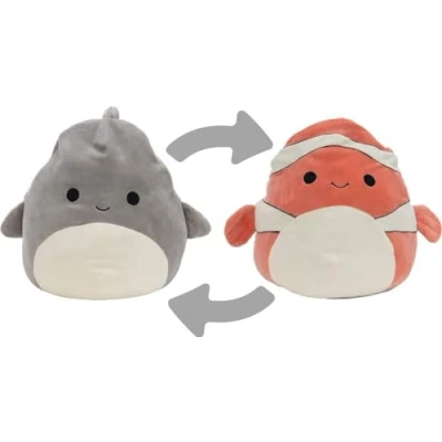 Immagine di Squishmallows Flip A Mallows 12 cm (5&quot;) 2 in 1 Ricky il pesce pagliaccio &amp; Gordon dello squalo di peluche