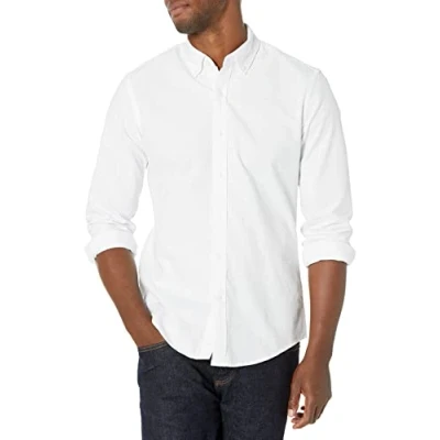 Immagine di Amazon Essentials Camicia Oxford a Maniche Lunghe Slim Uomo, Bianco, M
