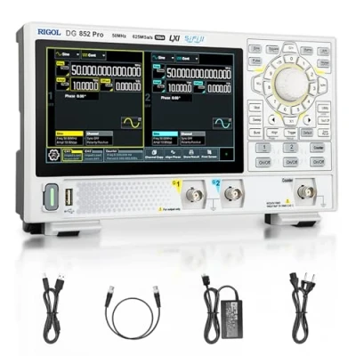 Immagine di RIGOL DG852 Pro Generatore di funzioni/forme d&#039;onda arbitrarie, portatile, 50MHz, 625Msa/s, 16bits, 2 canali uscita, supporto alimentazione mobile