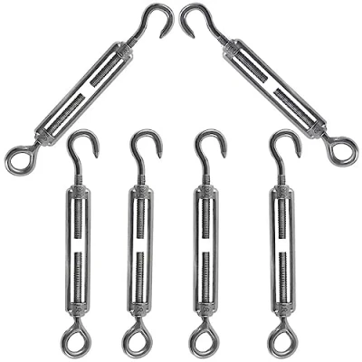Immagine di M4 Tenditore Corda Tensione Acciaio Inox 304 Gancio &amp; Occhio Fune Tension Regolabile del Per Regolare i Cavi Delle Funi Tendalino 5 pezzi