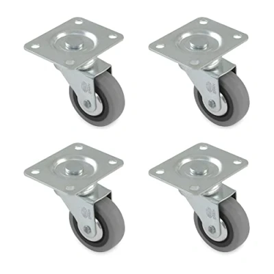 Immagine di Amig Set di 4 ruote per mobili mod. 2502, con piastra e cuscinetti, Misura: diametro 40 mm, Carico massimo ruota: 17 kg, Realizzate in gomma, Colore grigio, Senza freno