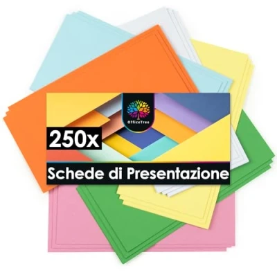 Immagine di OfficeTree 250x Cartoncini per Moderazione 20x10 cm 6 Colori 150 g Rettangolare Perfetto Presentazioni, Workshop e Brainstorming Colorati Piccoli Flash Cards Vuote