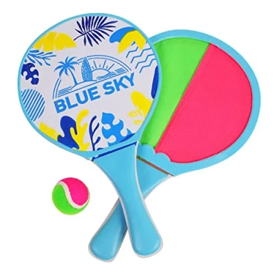 Immagine di Blue Sky BLUESKY 040714A Racket Multicoloured 33 Scratch Double Sided Beach Racquet cm x 19 Outdoor Game for 3 Years and Above, Multicolored