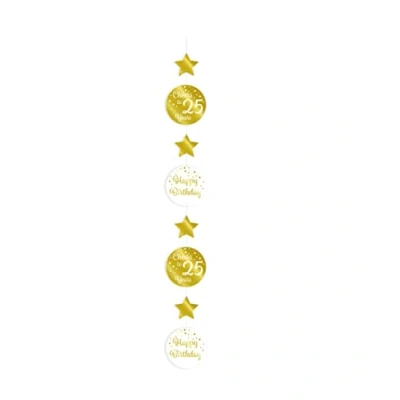 Immagine di PD Party 7023204 Verticale Appeso Decorazione Celebrazioni Eventi Speciali Tema Festa 25, Oro/Bianco, 14cm Lunghezza x Larghezza 120cm Altezza