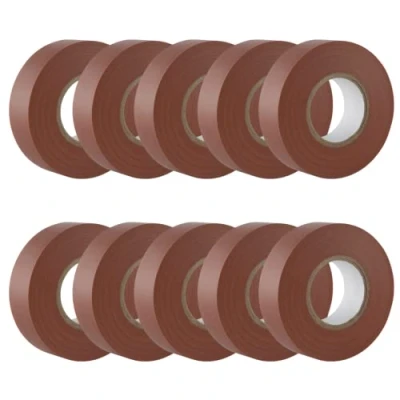 Immagine di GTSE Nastro isolante marrone 19 mm x 20 m Robusto ed autoadesivo Per proteggere, unire e riparare cavi 10 rotoli