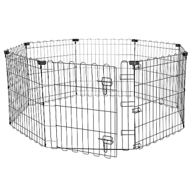 Immagine di Amazon Basics Recinto per Cani Da Interno, Ottagonale Pieghevole in Metallo, e Animali Domestici, 61 cm di altezza, Nero