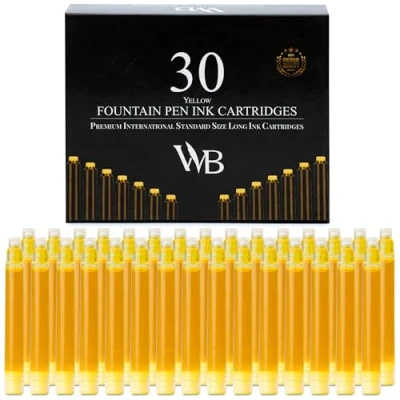 Immagine di Wordsworth &amp; Black Ricariche Di Inchiostro Per Penna Stilografica Set 30 Cartucce D&#039;inchiostro Giallo Dimensioni Standard Internazionali Lunghezza Appr 2,04&quot; Diametro Base 0,24&quot;