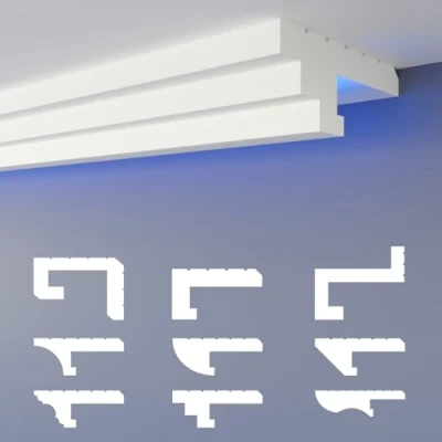 Immagine di HEXIMO LED Profilo di fuga d&#039;ombra, Modanature in stucco, illuminazione indiretta Soffitto cartongesso polistirene XPS (20,4 Metri HLED 13)