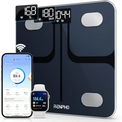 Immagine di RENPHO Bilancia Pesapersone Wi Fi, Professionale Impedenziometrica Bluetooth per il Peso Corporeo, Dotata di App Smartphone la Forma Fisica e Tecnologia Step on, Nero