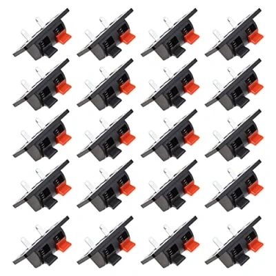 Immagine di eMagTech 20PCS 2 Pin Speaker Morsettiera Amplificatore Primavera Giunto Morsetto Clip di Prova Altoparlante Stereo Forma Striscia Connettore Push Release Piastra Posizioni