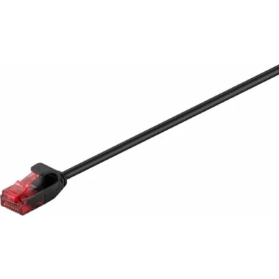 Immagine di Goobay 93714 CAT 6 Slim Cavo Patch, U/UTP, Nero, 1m Lunghezza