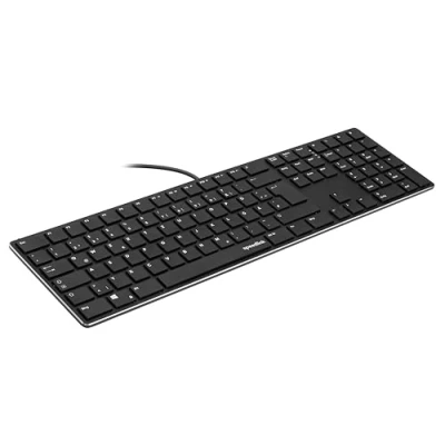 Immagine di Speedlink RIVA Scissor Keyboard tastiera PC con cavo, silenziosa USB tasti piatti, durevoli interruttori a forbice ergonomici, 7 multifunzione, layout tedesco, nera