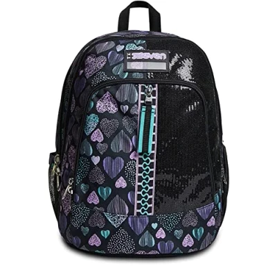 Immagine di Seven Advanced Patchyheart Ragazza CON Tasca Interna Porta TABLET/PC FINO A 15&quot; Zaino, Taglia: One Size, Nero