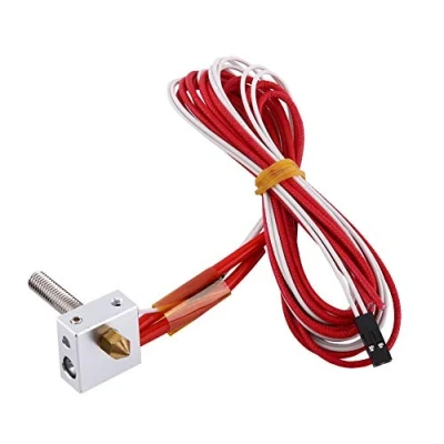 Immagine di Kit ugelli estrusore MK8 per stampante 3D, blocco del riscaldatore in alluminio, estrusori assemblati con 3D Ugello hot end 0.4mm, tubo aggiornato inossidabile lungo 30mm