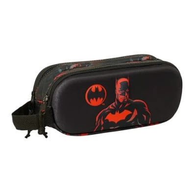Immagine di Safta Batman 3D astuccio doppio 3D, per bambini, ideale bambini in età scolastica, comodo e versatile, qualità resistenza, 21 x 6 8 cm, colore Nero, Estándar, Casual