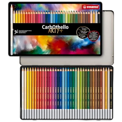 Immagine di Matita colorata Premium STABILO CarbOthello Scatola in Metallo da 36 Colori assortiti