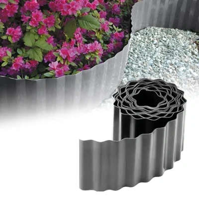 Immagine di GARDENIX Bordi per aiuole ondulati in plastica Lunghezza 9 m, Altezza 25 cm, Grigio chiaro