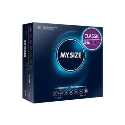 Immagine di MY.SIZE preservativi classici misura 7 I 69 mm larghezza 36 pezzi confezione mega premium extra sottili al tatto 0,07 spessore parete vegan