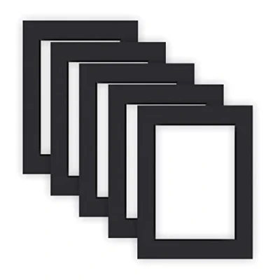 Immagine di nielsen Conservation Cartoncino Passepartout 1,5 mm, set di 5, formato esterno 30x40 cm per immagine 20,5x29,5 (DIN A4), nero liscio
