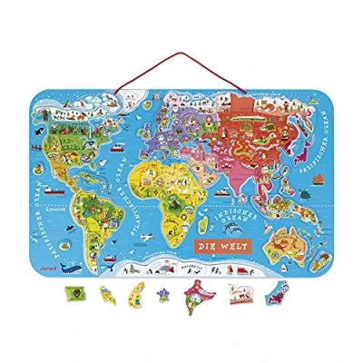 Immagine di Janod Il Mondo Magnetico Puzzle di Legno, 92 Pezzi, Versione Tedesca Colore Multicolore, J05490