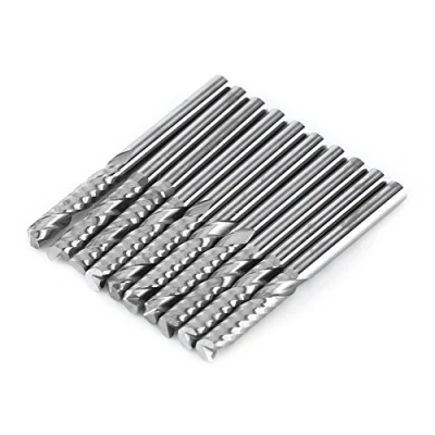 Immagine di End Mill, 10Pcs 3.175x17mm Fresa in carburo di tungsteno a scanalatura singola Spirale CNC Router Bit utilizzati per il taglio PVC acrilico MDF Density Board Legno