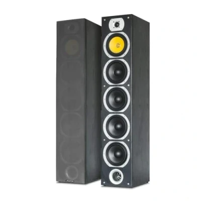 Immagine di Fenton SHFT57B Coppia di altoparlanti da pavimento, 600 Watt, passivi, Hi Fi, per impianto stereo, 4 vie, cassette pavimento nero